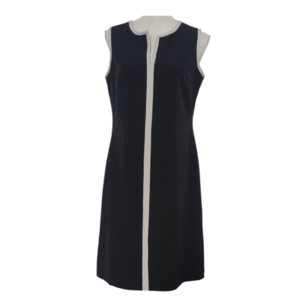 Nipon Boutique Vintage Sleeveless Shift Dress, Black and Gray Size 4